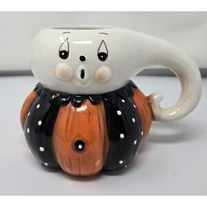 Johanna Parker Design‎ Halloween Vintage Style GHOST Pumpkin Peep Mug